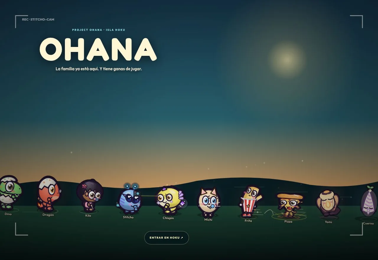 Isla Hoku y los personajes de OHANA